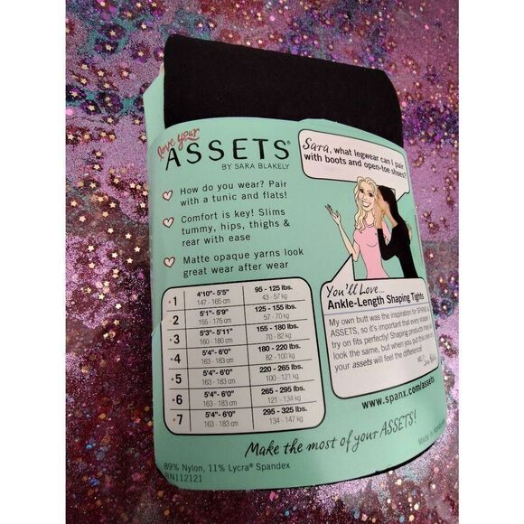 ASSETS BY SARA BLAKELY SPANX BLACK ANKLE LENGTH SHAPING TIGHTS SIZE 4 - Picture 4 of 8